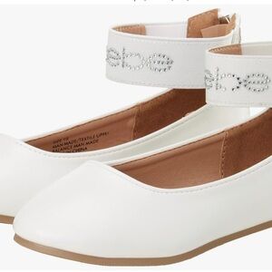 Bebe White Ankle Strap Flats